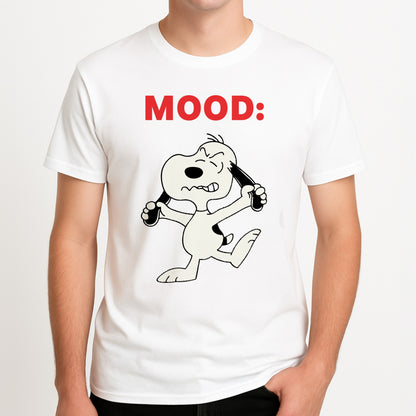 Mood Cartoon Beagle  Unisex T-Shirt, worn by a male model.