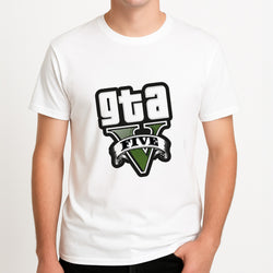 Green Five - Video Game Unisex T-Shirt, worn by a male model.