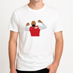 Henry - Football Unisex T-Shirt, worn by a male model.