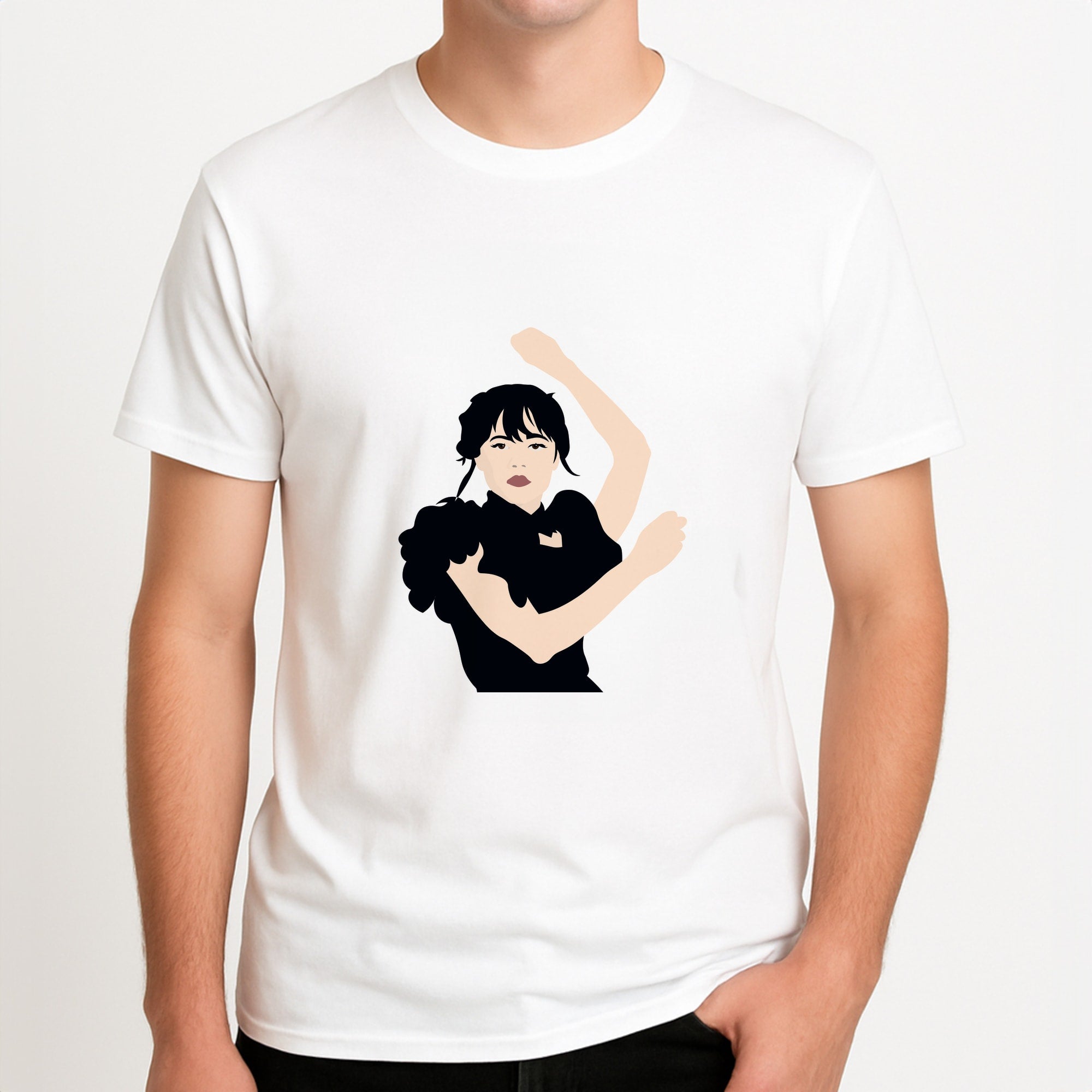 Dancing Wednesday Unisex T-Shirt, worn by a male model.