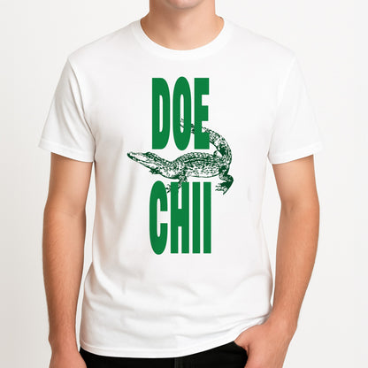 Rapper Alligator Print Unisex T-Shirt, worn by a male model.