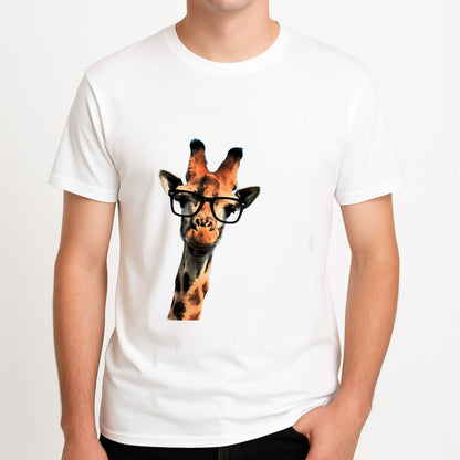 Hipster Giraffe Tumblr Unisex T-Shirt, worn by a male model.