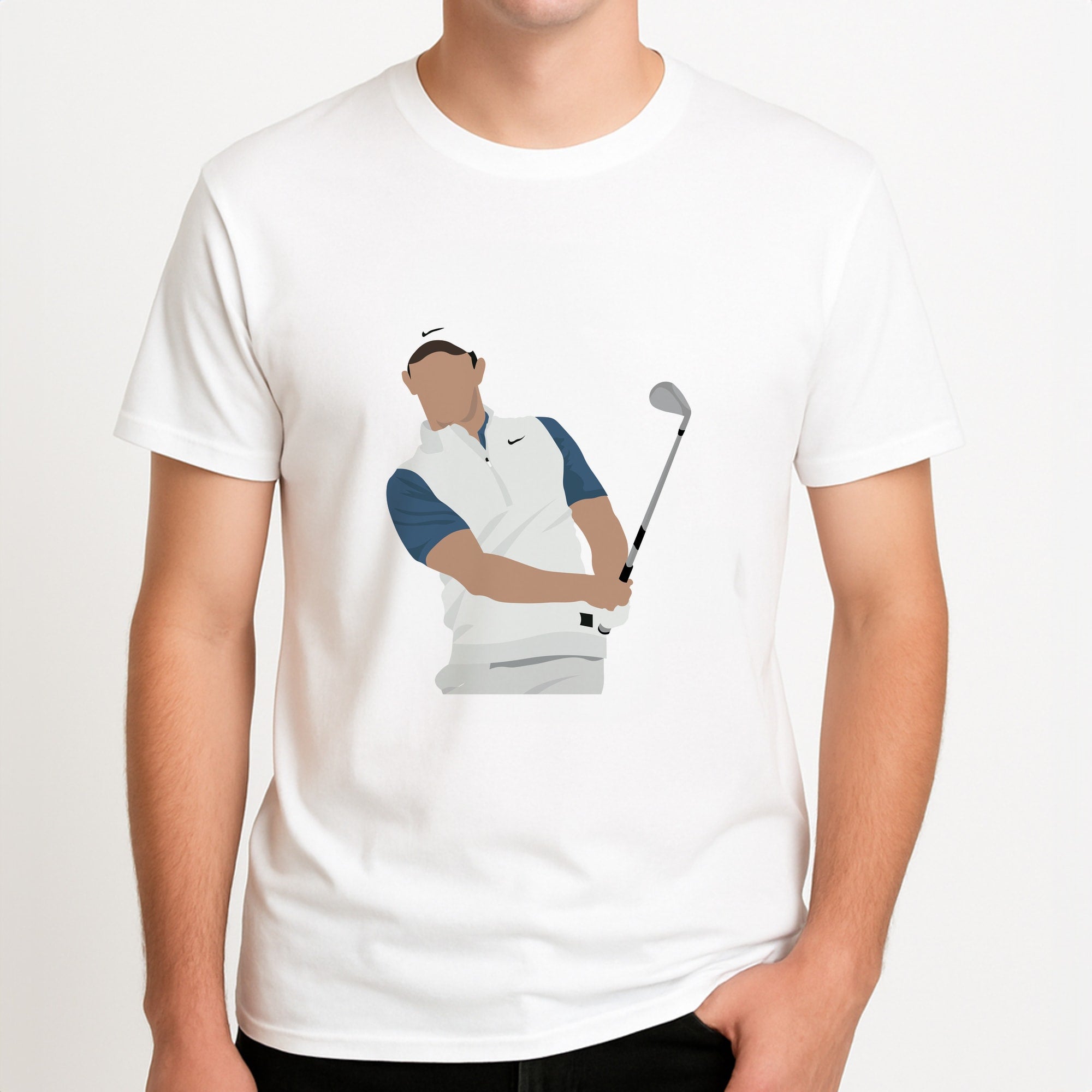 Mcllroy - Golf Unisex T-Shirt, worn by a male model.