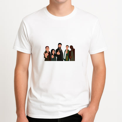 The Boys Unisex T-Shirt, worn by a male model.