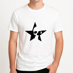 Skulls And Stars - Skate Aesthetic  Unisex T-Shirt, worn by a male model.