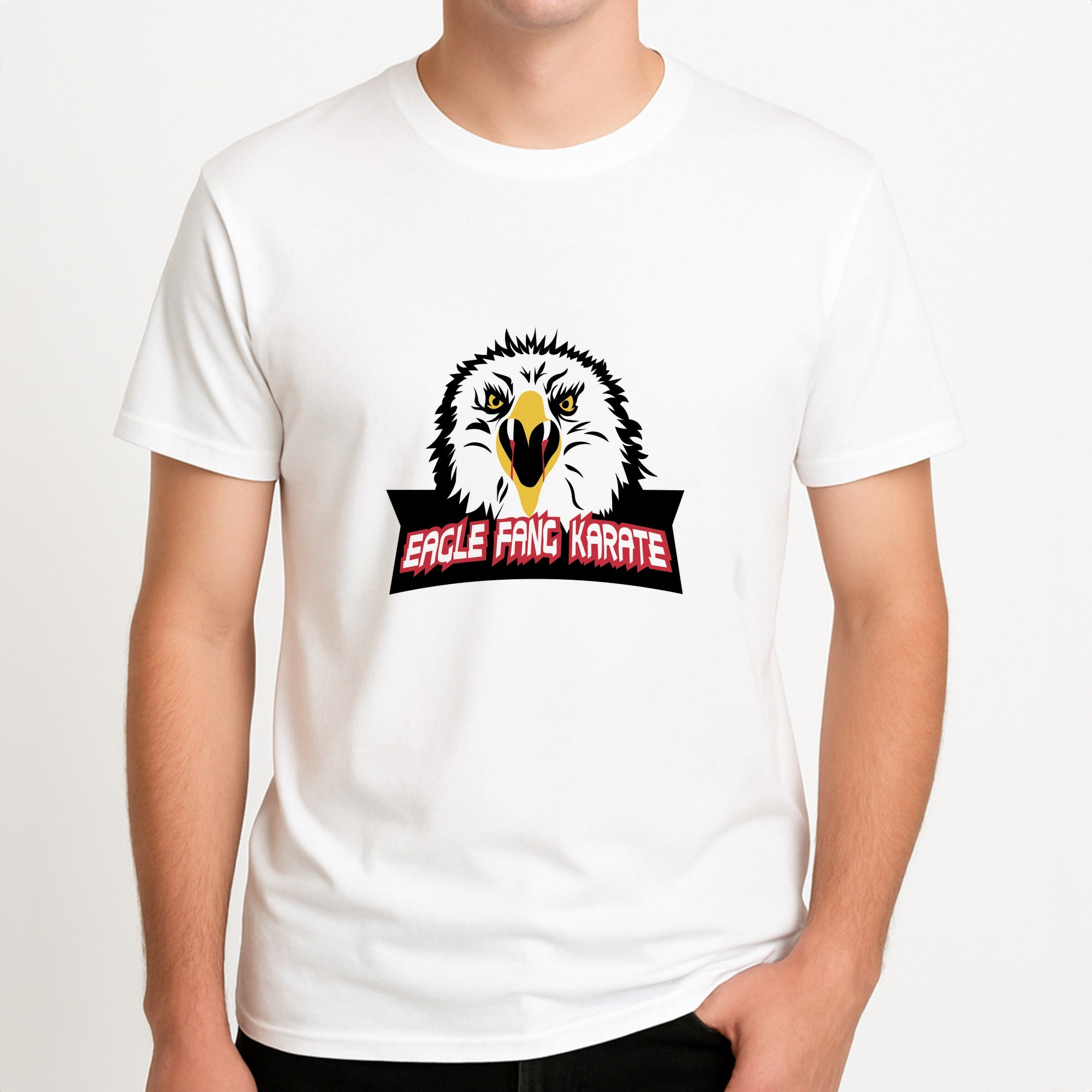Eagle Fang Karate - C Kai Unisex T-Shirt, worn by a male model.