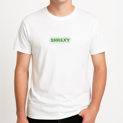 Shrexy Unisex T-Shirt, worn by a male model.