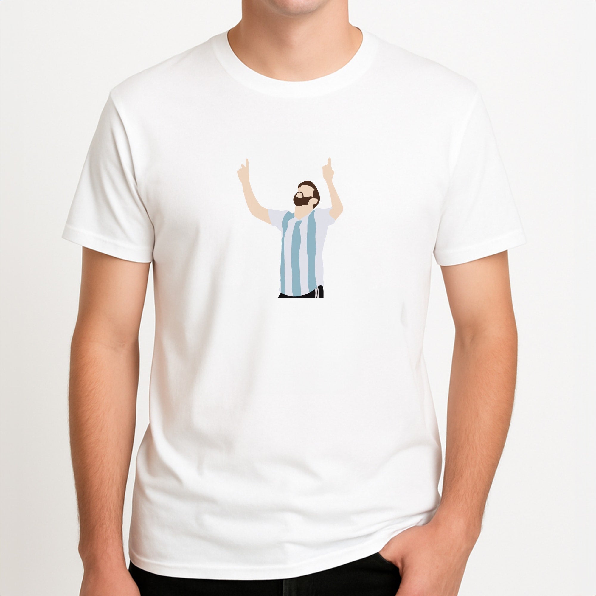 Argentina - Messi Unisex T-Shirt, worn by a male model.