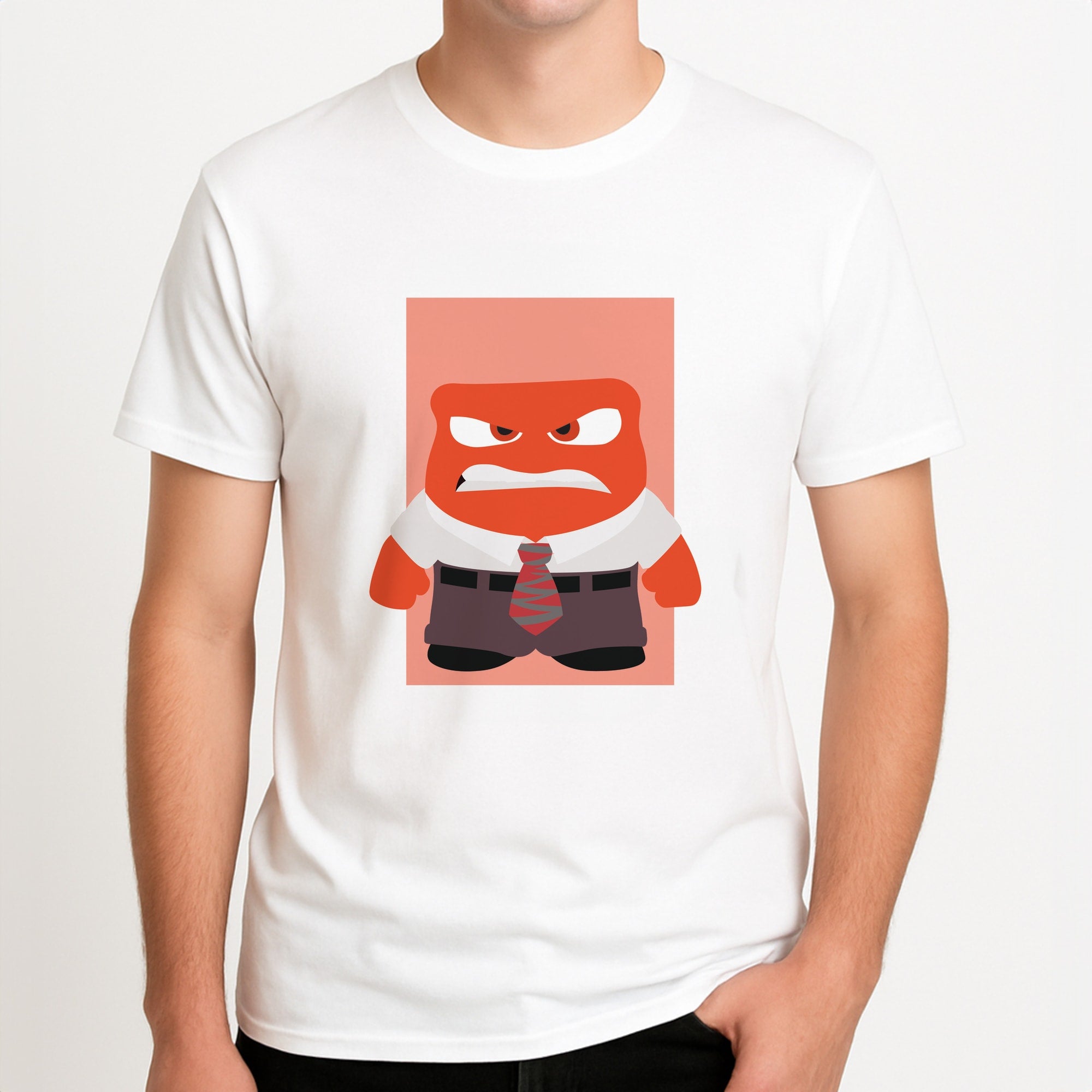 Anger - Inside Out Unisex T-Shirt, worn by a male model.