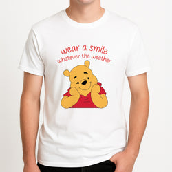 Wear A Smile Whatever The Weather  Unisex T-Shirt, worn by a male model.