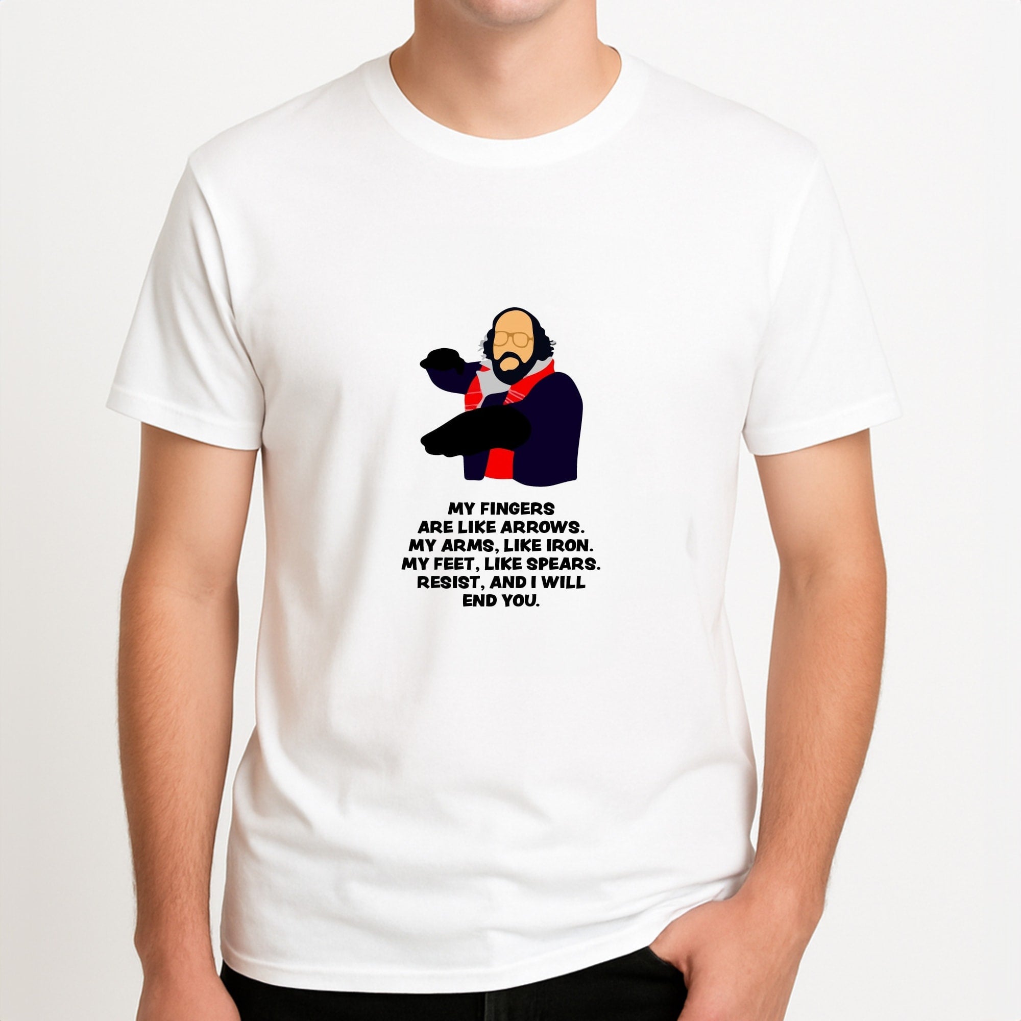 Murray Quote Unisex T-Shirt, worn by a male model.
