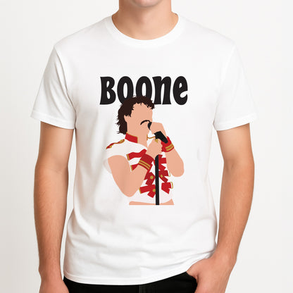 Boone Coachella Outfit  Unisex T-Shirt, worn by a male model.