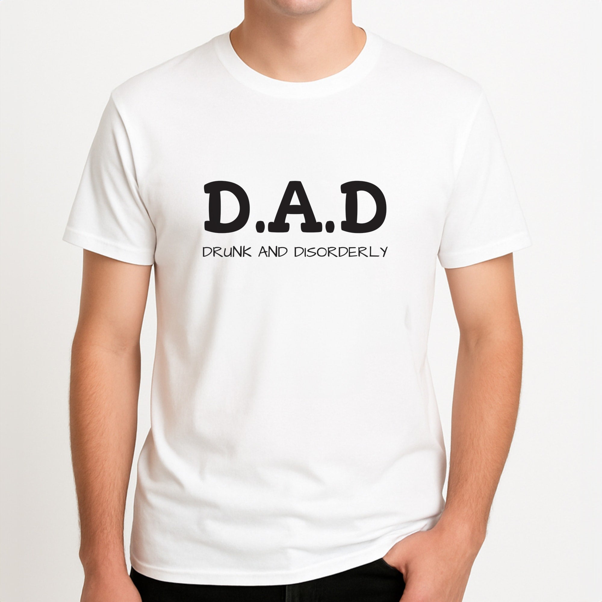 D.A.D Unisex T-Shirt, worn by a male model.