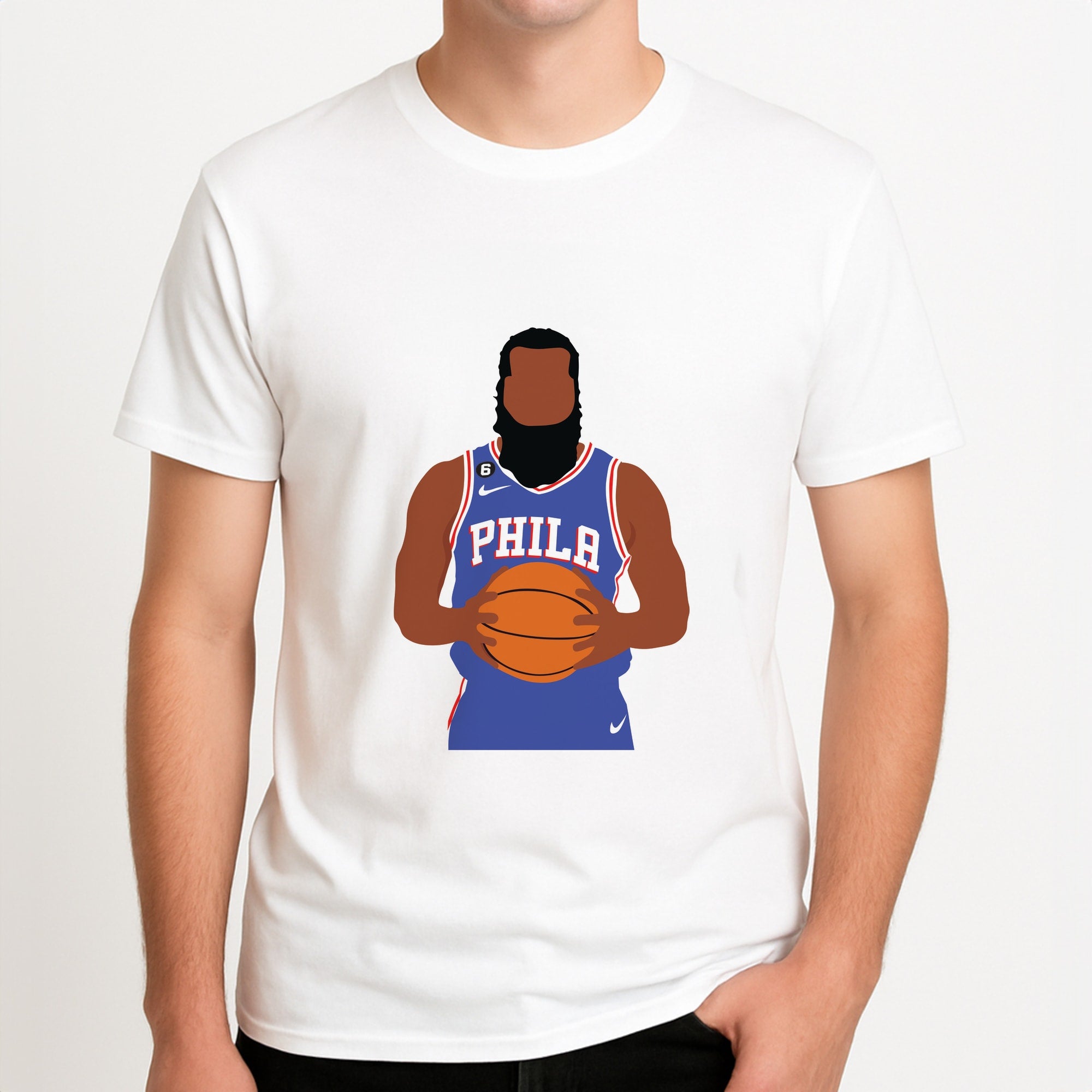 Harden - Basketball Unisex T-Shirt, worn by a male model.
