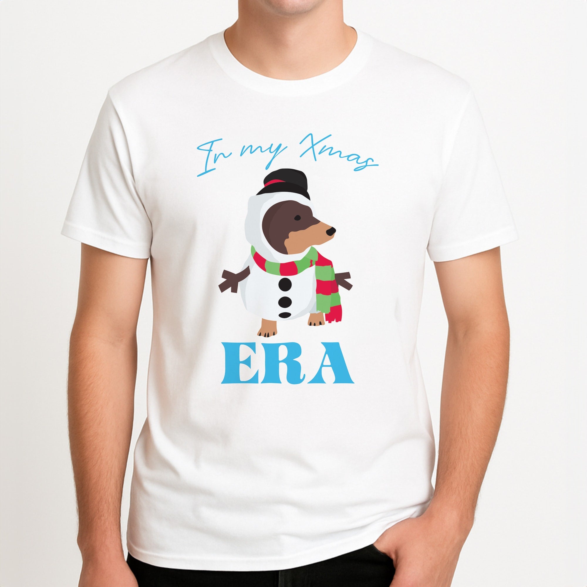 It's My Xmas Era Dog Unisex T-Shirt, worn by a male model.