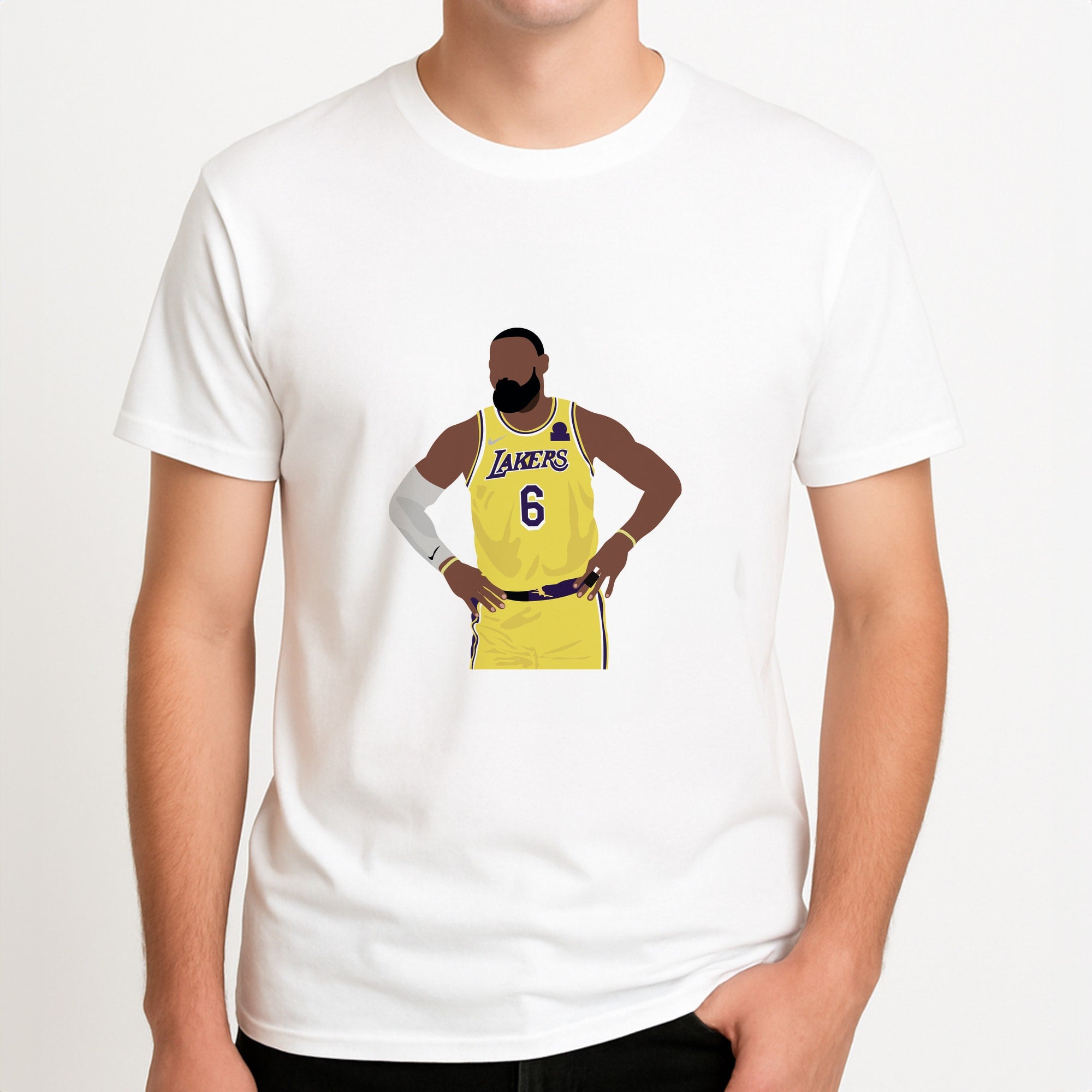 Lebron - Baskteball Unisex T-Shirt, worn by a male model.