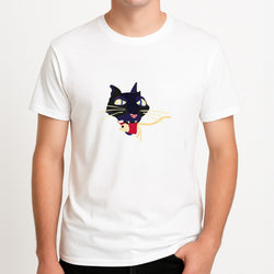 Mouse Eating Unisex T-Shirt, worn by a male model.