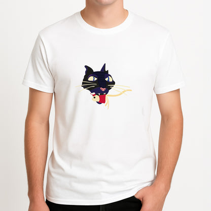 Mouse Eating Unisex T-Shirt, worn by a male model.