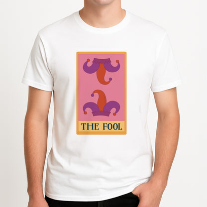 The Fool - Tarot Cards Unisex T-Shirt, worn by a male model.