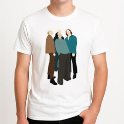 Looking up Unisex T-Shirt, worn by a male model.