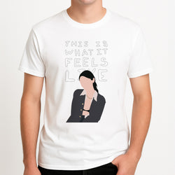This Is What It Feels Like - Abrams Unisex T-Shirt, worn by a male model.