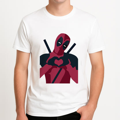 DP heart Unisex T-Shirt, worn by a male model.