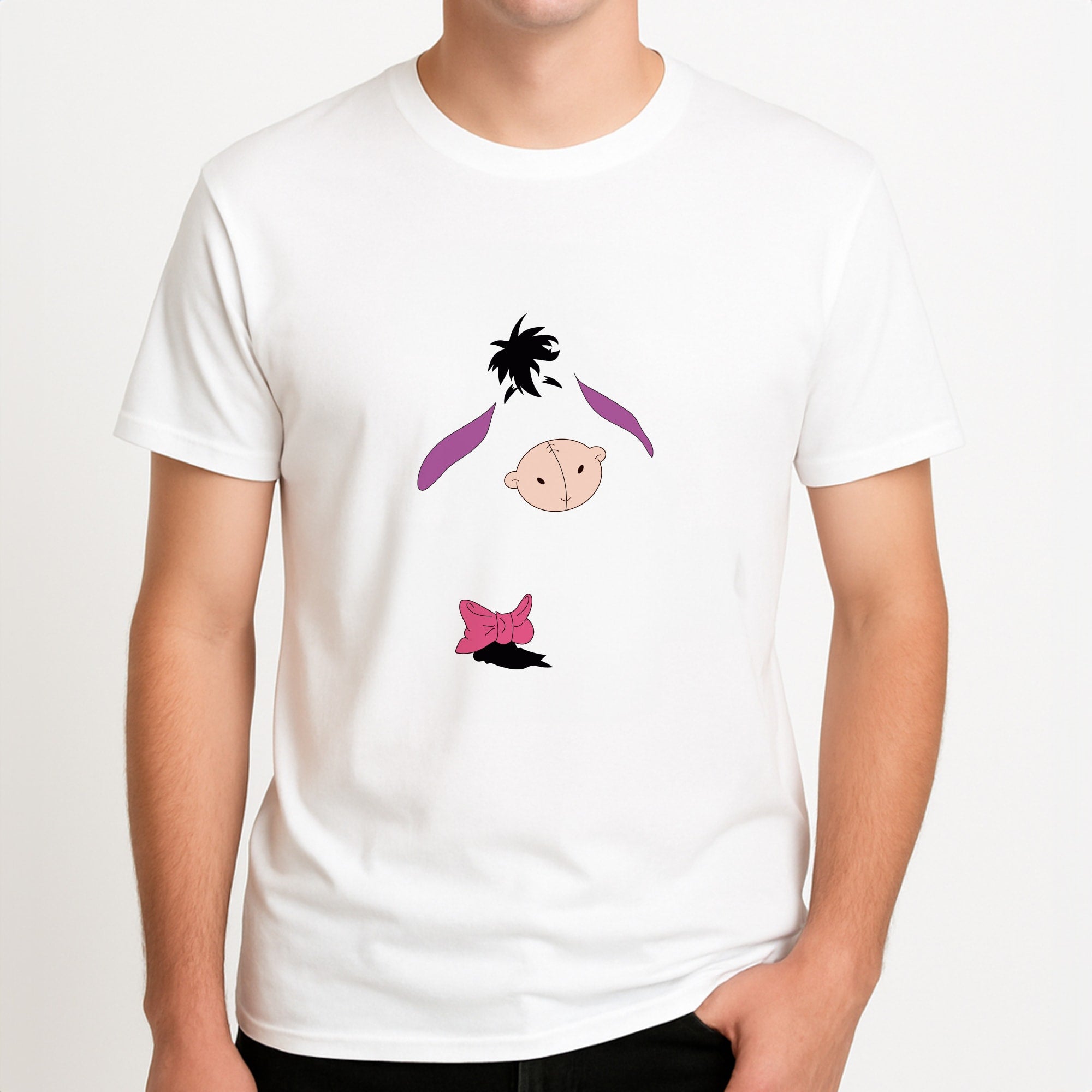 Faceless Donkey Unisex T-Shirt, worn by a male model.