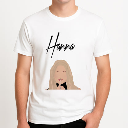 Hanna - PLL Unisex T-Shirt, worn by a male model.