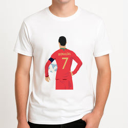 Ronaldo - Football Unisex T-Shirt, worn by a male model.