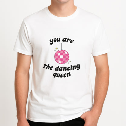 Dancing Queen Unisex T-Shirt, worn by a male model.