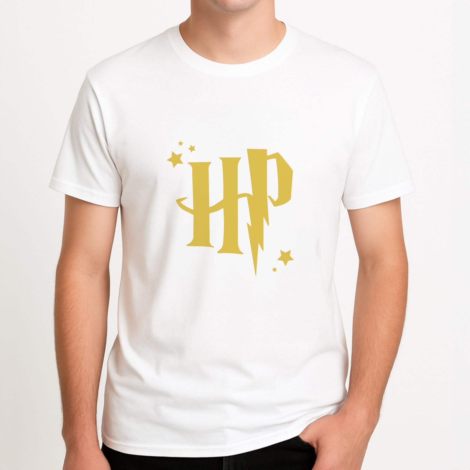 HP Unisex T-Shirt, worn by a male model.