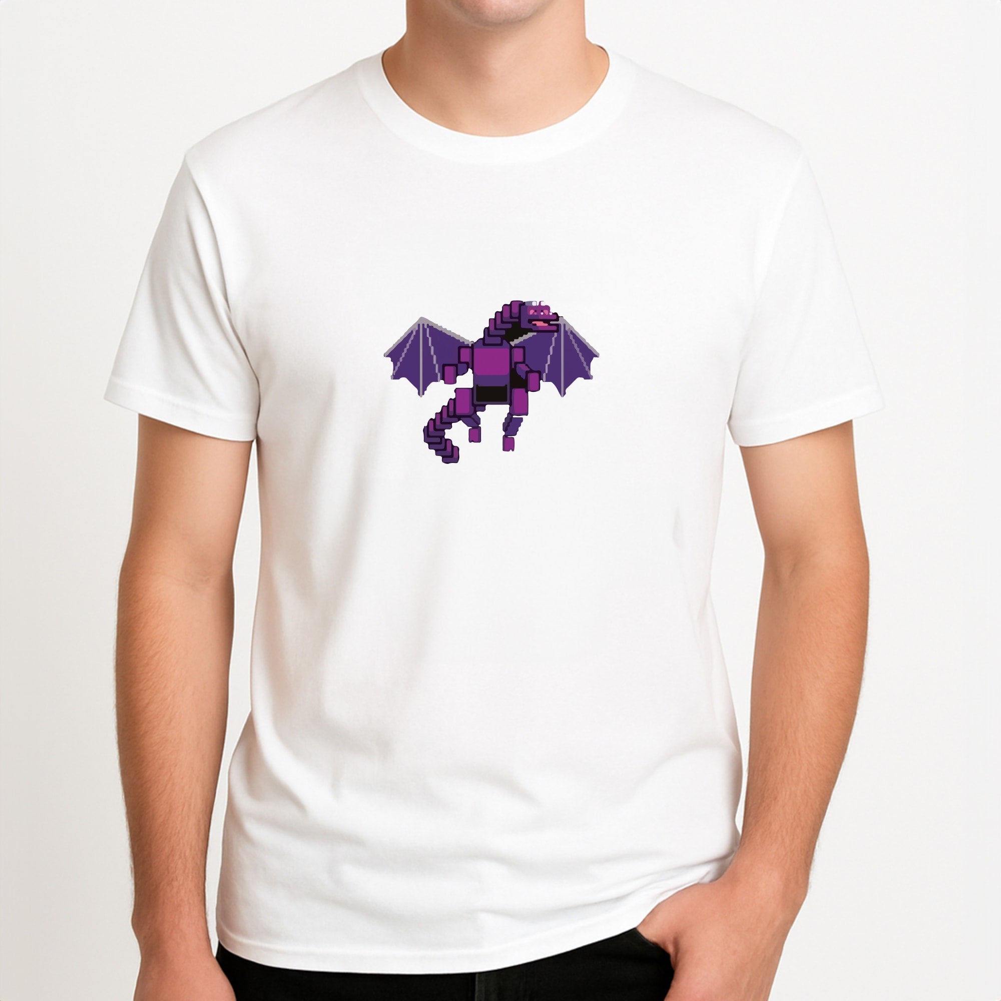 Ender Dragon Unisex T-Shirt, worn by a male model.