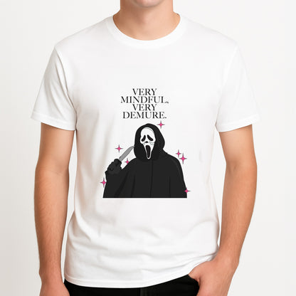 Very Mindful, Very Demure Unisex T-Shirt, worn by a male model.