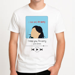 I Miss You - Abrams Unisex T-Shirt, worn by a male model.