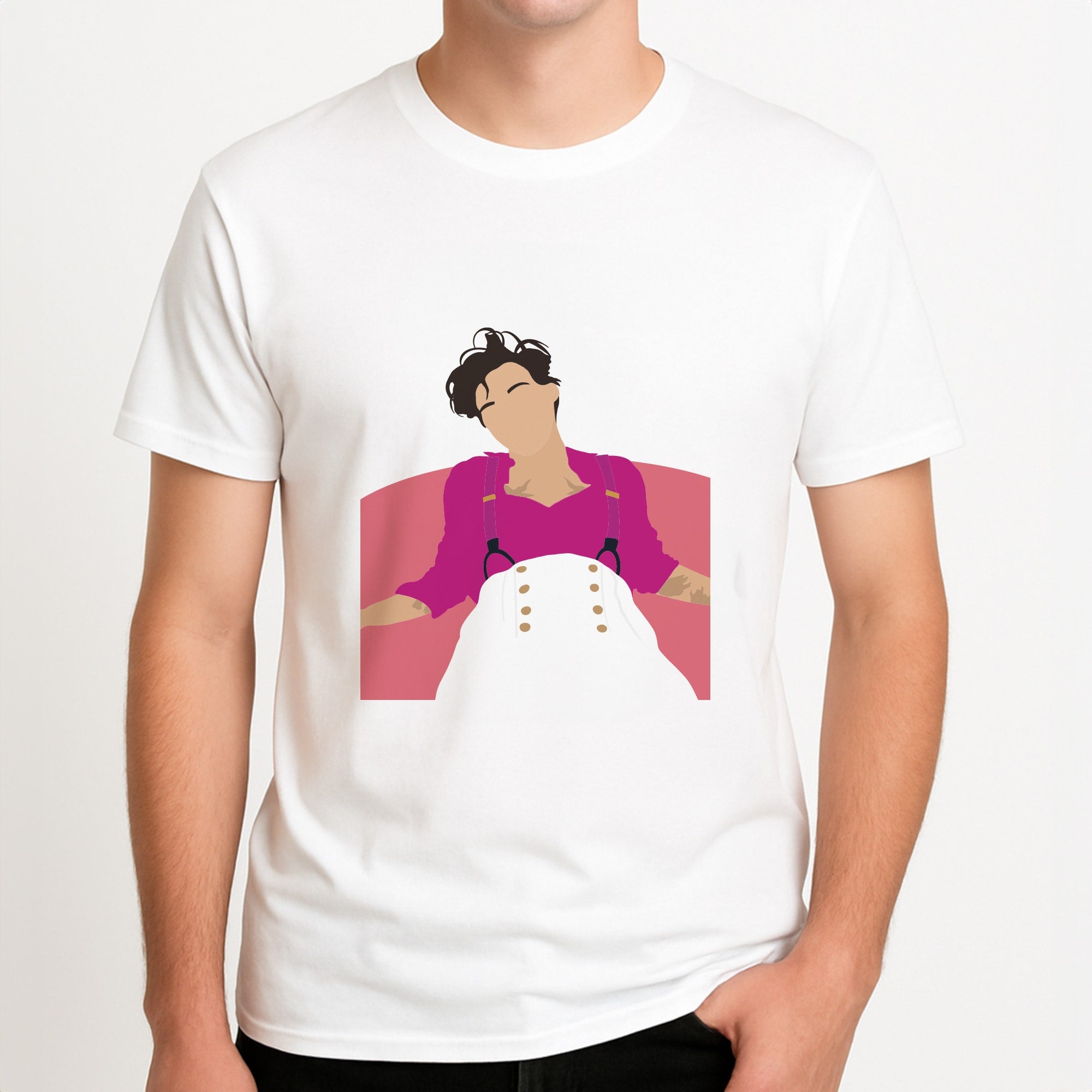 Faceless Harry Unisex T-Shirt, worn by a male model.