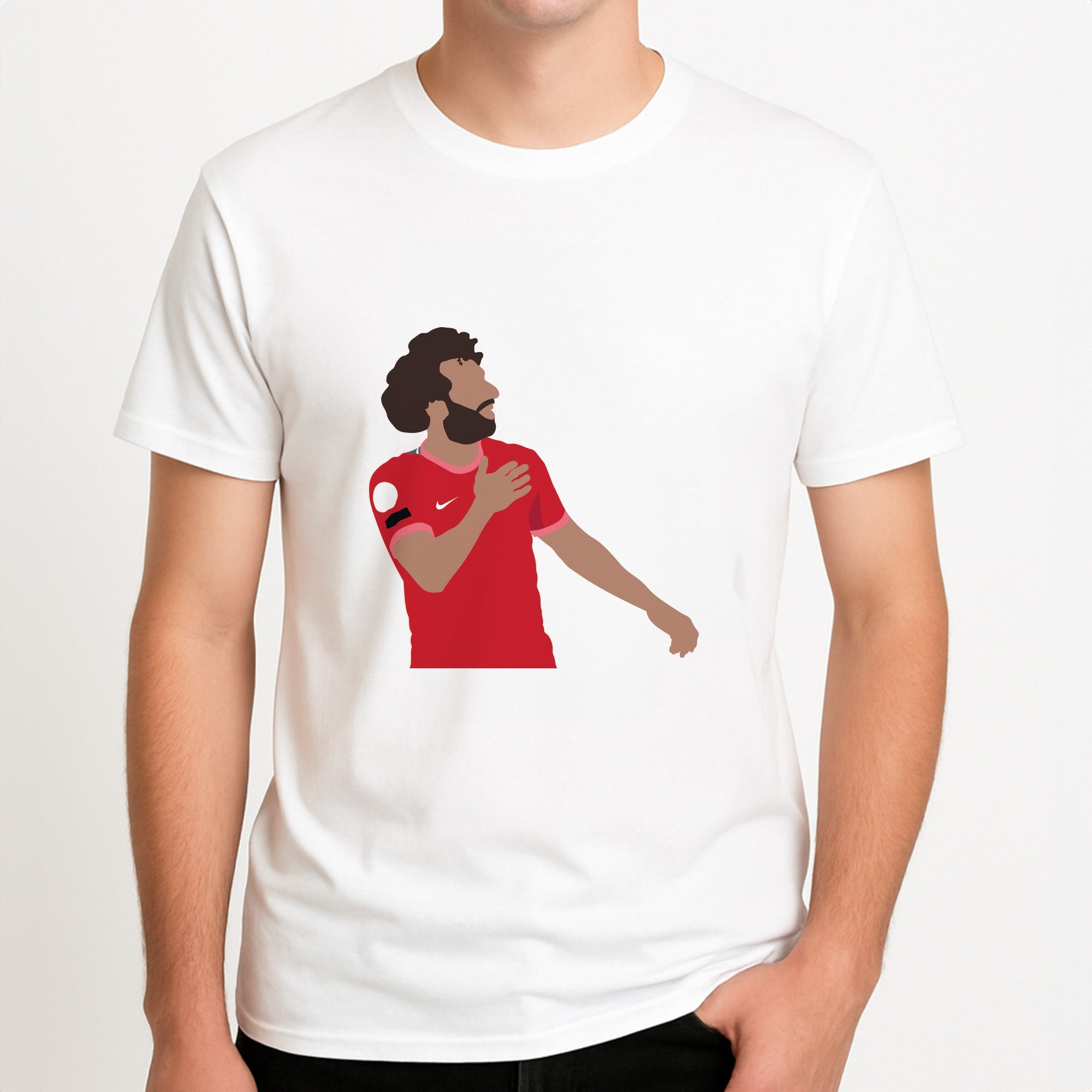 Salah - Football Unisex T-Shirt, worn by a male model.