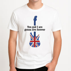 You And I Are Gonna Live Forever Unisex T-Shirt, worn by a male model.