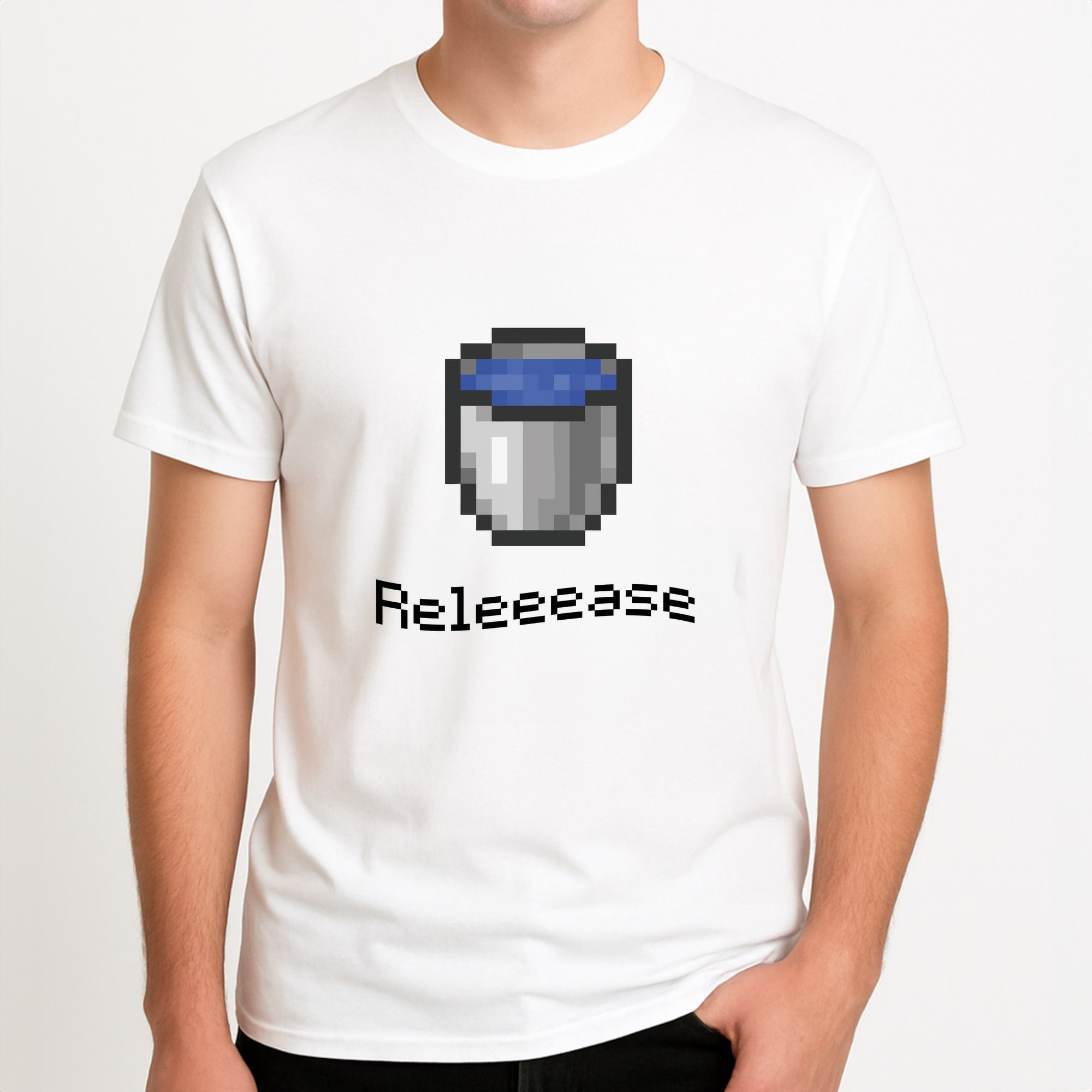 Release Unisex T-Shirt, worn by a male model.