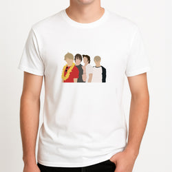 Band Members - McFly Unisex T-Shirt, worn by a male model.