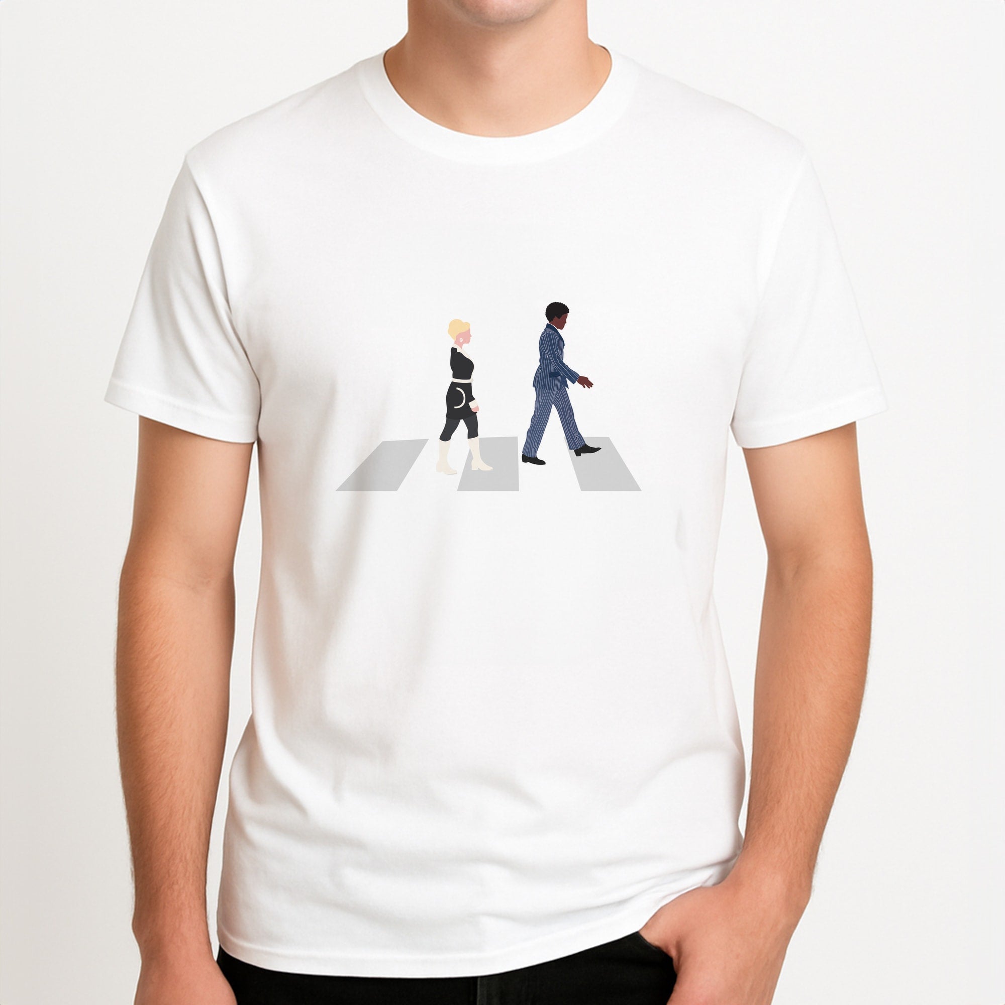 Music Walk - Doctor Who Unisex T-Shirt, worn by a male model.