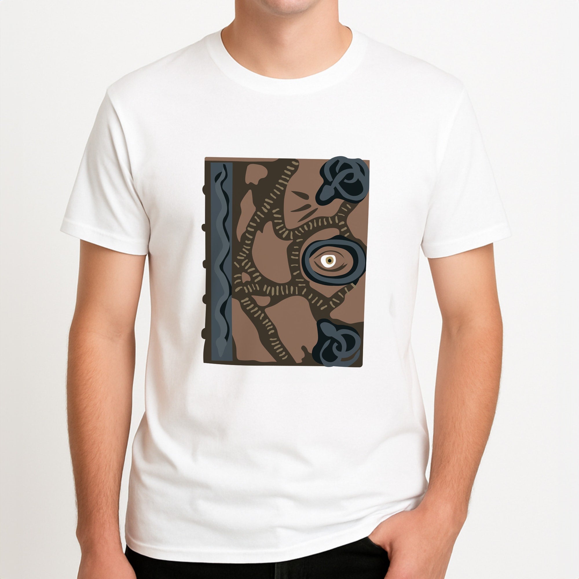 Manual Of Witchcraft - Hocus Pocus Unisex T-Shirt, worn by a male model.