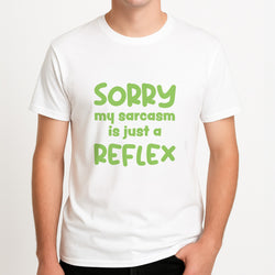 Sorry My Sarcasm Unisex T-Shirt, worn by a male model.