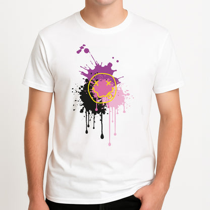 Pink Graffiti - Skate Aesthetic  Unisex T-Shirt, worn by a male model.