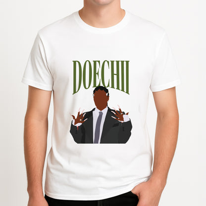 Rapper In Suit Unisex T-Shirt, worn by a male model.