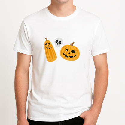 Halloween Pattern 1 Unisex T-Shirt, worn by a male model.