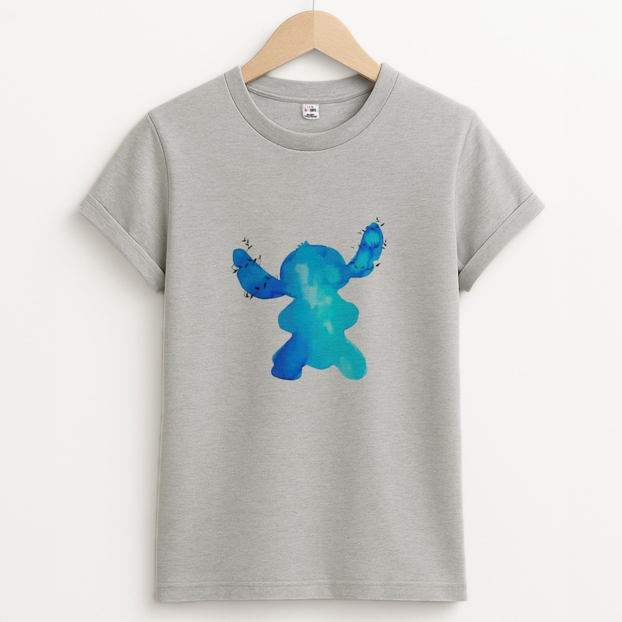 Watercolour Blue Alien Disney Unisex Grey T-Shirt