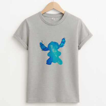 Watercolour Blue Alien Disney Unisex Grey T-Shirt