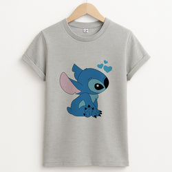 Blue Hearts Alien Blue Valentine's Unisex Grey T-Shirt
