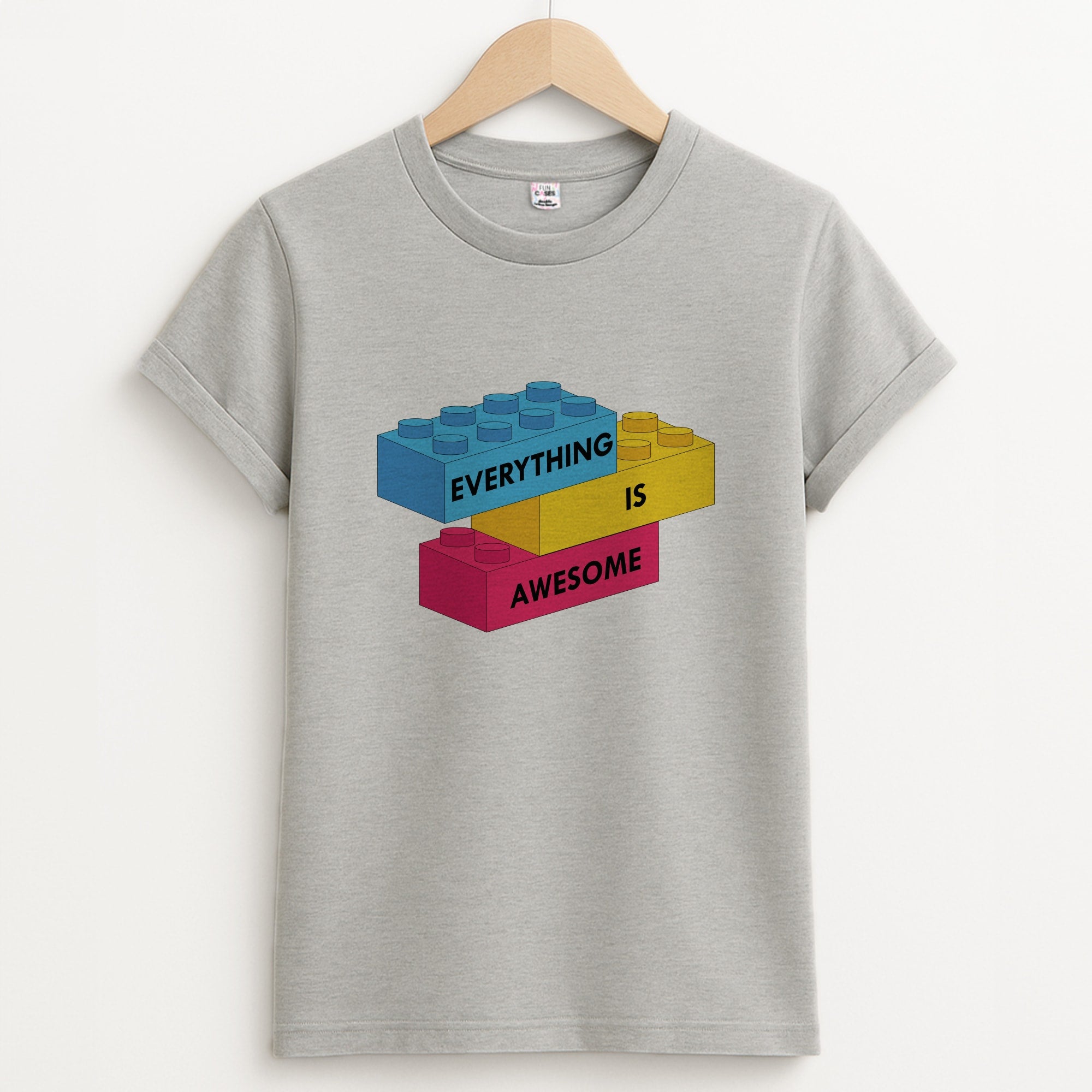 Everything Is Awesome Bricks Unisex Grey T-Shirt