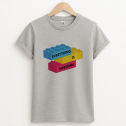 Everything Is Awesome Bricks Unisex Grey T-Shirt